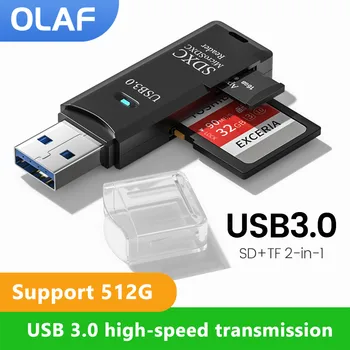 Olaf 2 em 1 USB 3.0 Leitor de cartões Flash Inteligente Cartão de Memória 2 Slot para SD TF Cartão Micro SD Adaptador para Acessórios do Laptop Macbook PC