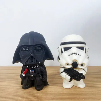 10cm Guerras Anime Storm Trooper Batth Vader Figura de Ação Brinquedos Boneca Carro Enfeite Preto Branco Soldado Modelo Para Crianças de Presente