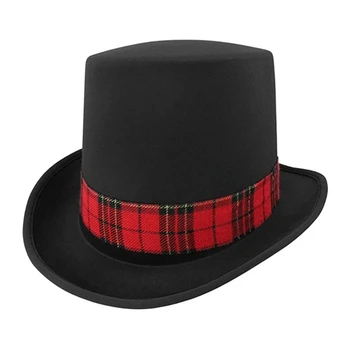 50JB Moda de Natal Negro de Chapéu Alto Destaque da Multidão Elegante de Acessórios