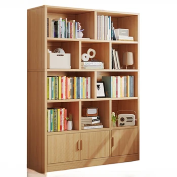Madeira maciça bookshelf, andar para a prateleira, a história de vários sala de estar, armário de parede, armário de armazenamento, estudante de armazenamento