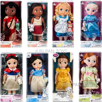 Original Disney Animadores Princesa Coleção Boneca Elsa 40cm Branca de Neve Anna Belle Ariel Anime Modelo Figura Animador Boneca Brinquedos
