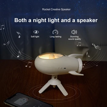 Foguete Criativo Noite de Luz Recarregável de Áudio Bluetooth Noite do Diodo emissor de Luz Brilhante Dimmable Luz Suave para o Quarto a Decoração Home