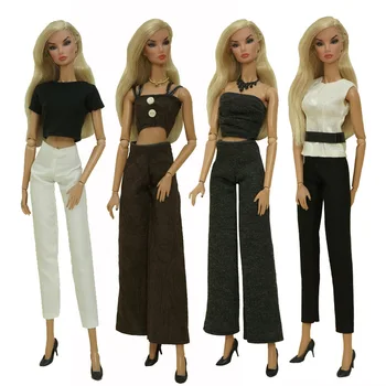 GRANDE PROMOÇÃO / top + calça / branco e preto de terno de roupa de boneca conjunto de roupas para 30cm BJD Xinyi FR ST Boneca Barbie / roupa de boneca