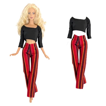 NK 1 peça de Moda Roupa Preta Yoga Camisa + Vermelho Trouseres Vestir Roupas Modernas Para a Boneca Barbie Acessórios de Meninas' 1/6 Boneca Brinquedos